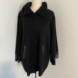 Angel Design Sabri Ozel Faux Leather Accent Luxury Wool Sweater Rare SZ L